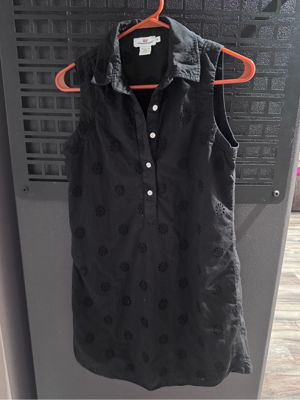 Vineyard Vines Black Eyelet Sleeveless Midi Dress
